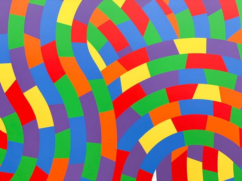 Patterns - a painting of a multicolored pattern with a white background